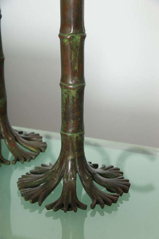 20th Century Tiffany Studios Bamboo Candlesticks