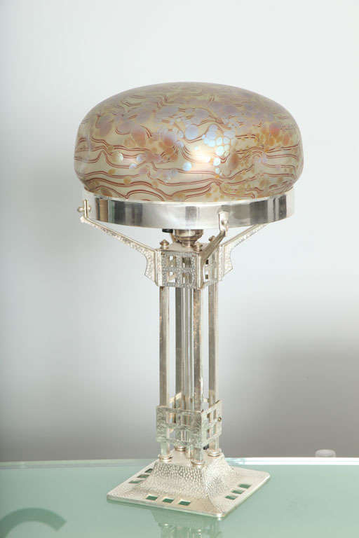 Austrian Art Nouveau Loetz Table Lamp In Excellent Condition In Englewood, NJ