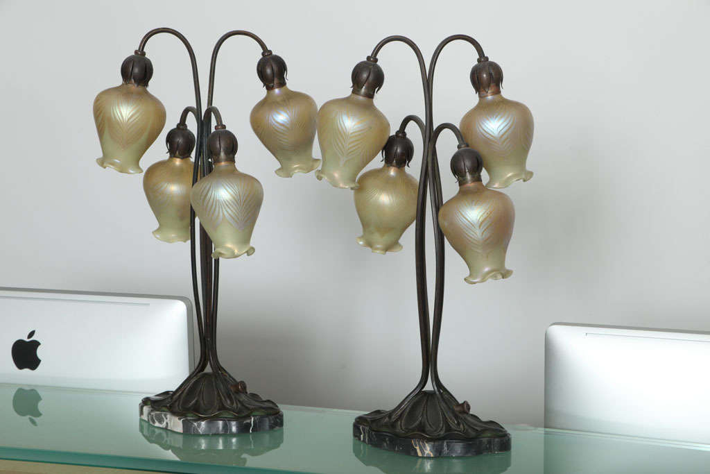 Austrian Art Nouveau Lily Lamps by, Loetz