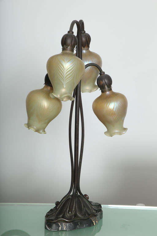 20th Century Art Nouveau Lily Lamps by, Loetz