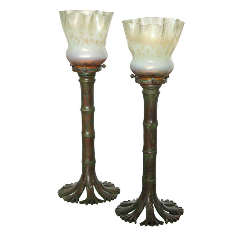 Tiffany Studios Bamboo Candlesticks at 1stDibs