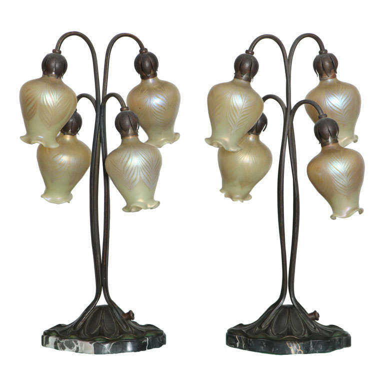 Art Nouveau Lily Lamps by, Loetz at 1stDibs