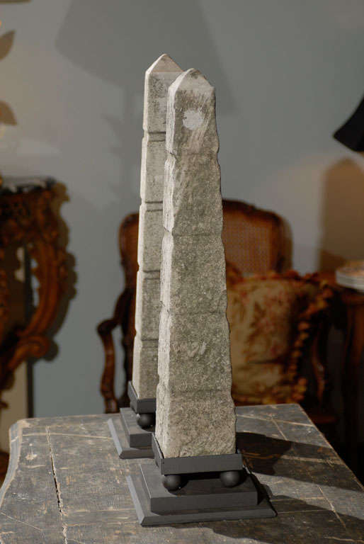 Pair of Vintage French Marble Obelisks, Circa 1900 For Sale 2