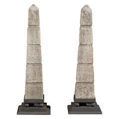 Pair of Vintage French Marble Obelisks, Circa 1900