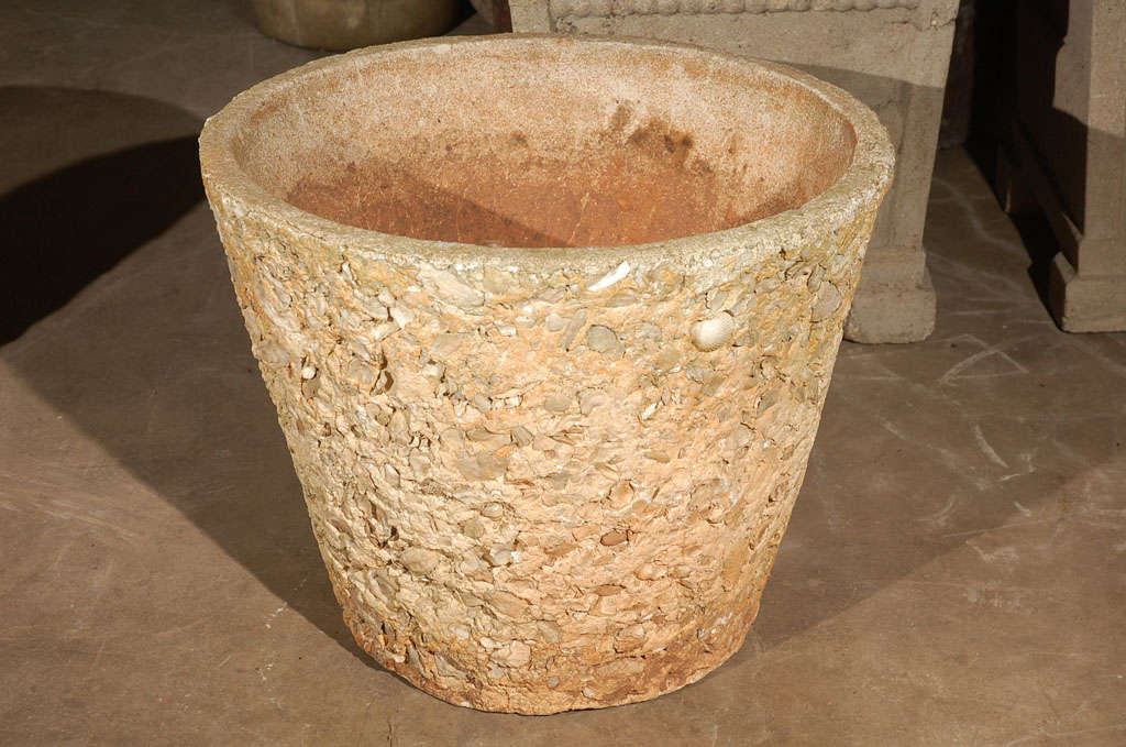 Large Mid Century Concrete and Shell Planter