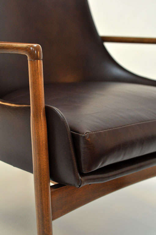 Wood Ib Kofod Larsen Seal Chair & Ottoman