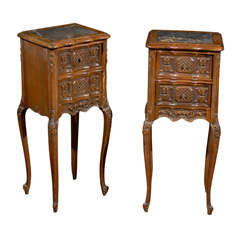 Pair of Louis XV Style Marble Top End Tables