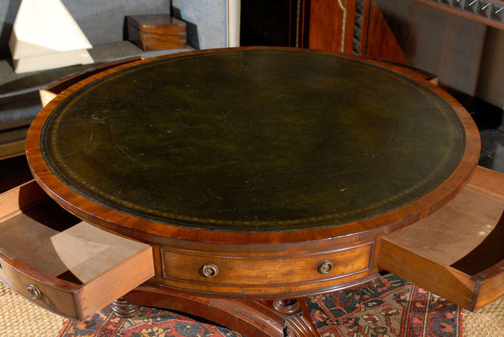 Large Regency Mahogany Drum Table 1