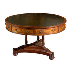 Large Regency Mahogany Drum Table