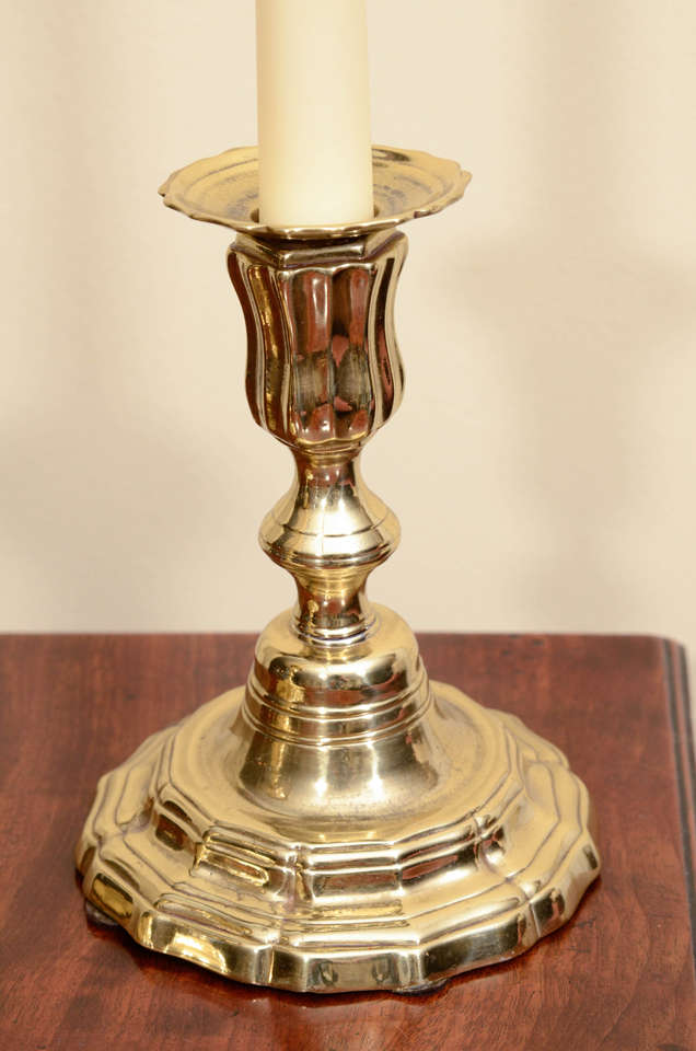 Pair Of Dutch Brass Candlesticks  In Good Condition For Sale In New York, NY