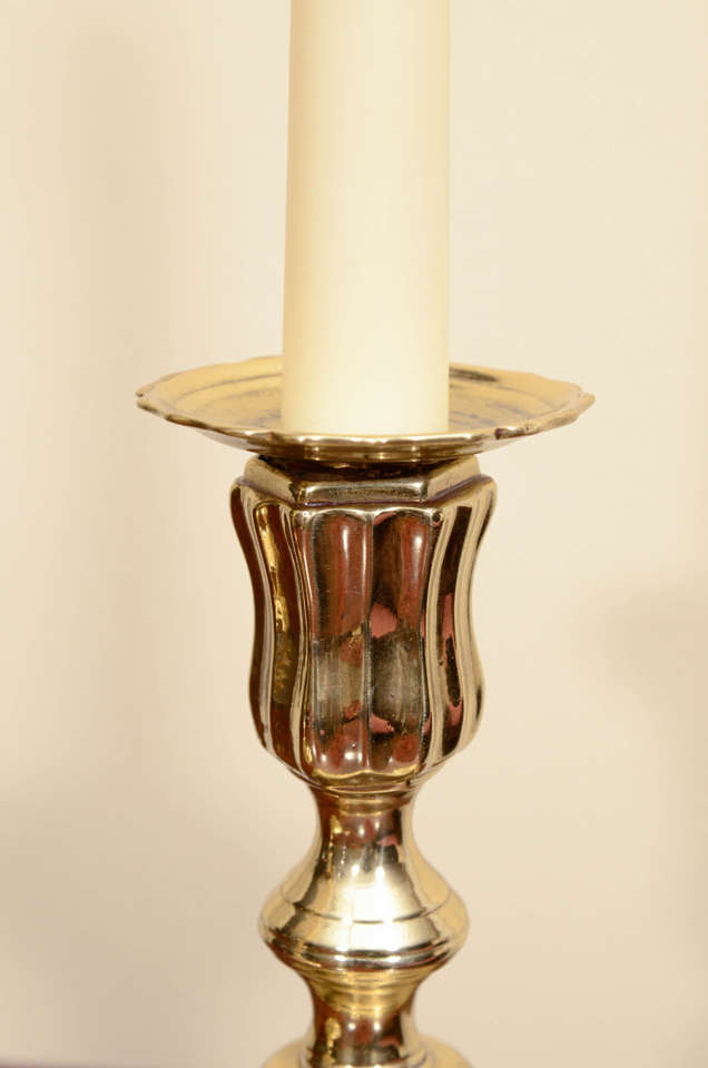 Pair Of Dutch Brass Candlesticks  For Sale 1