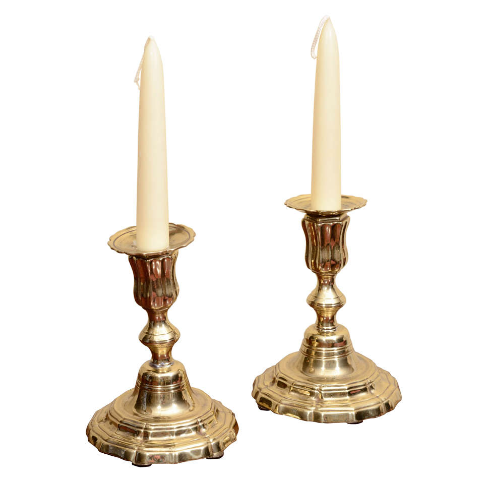 Pair Of Dutch Brass Candlesticks  For Sale