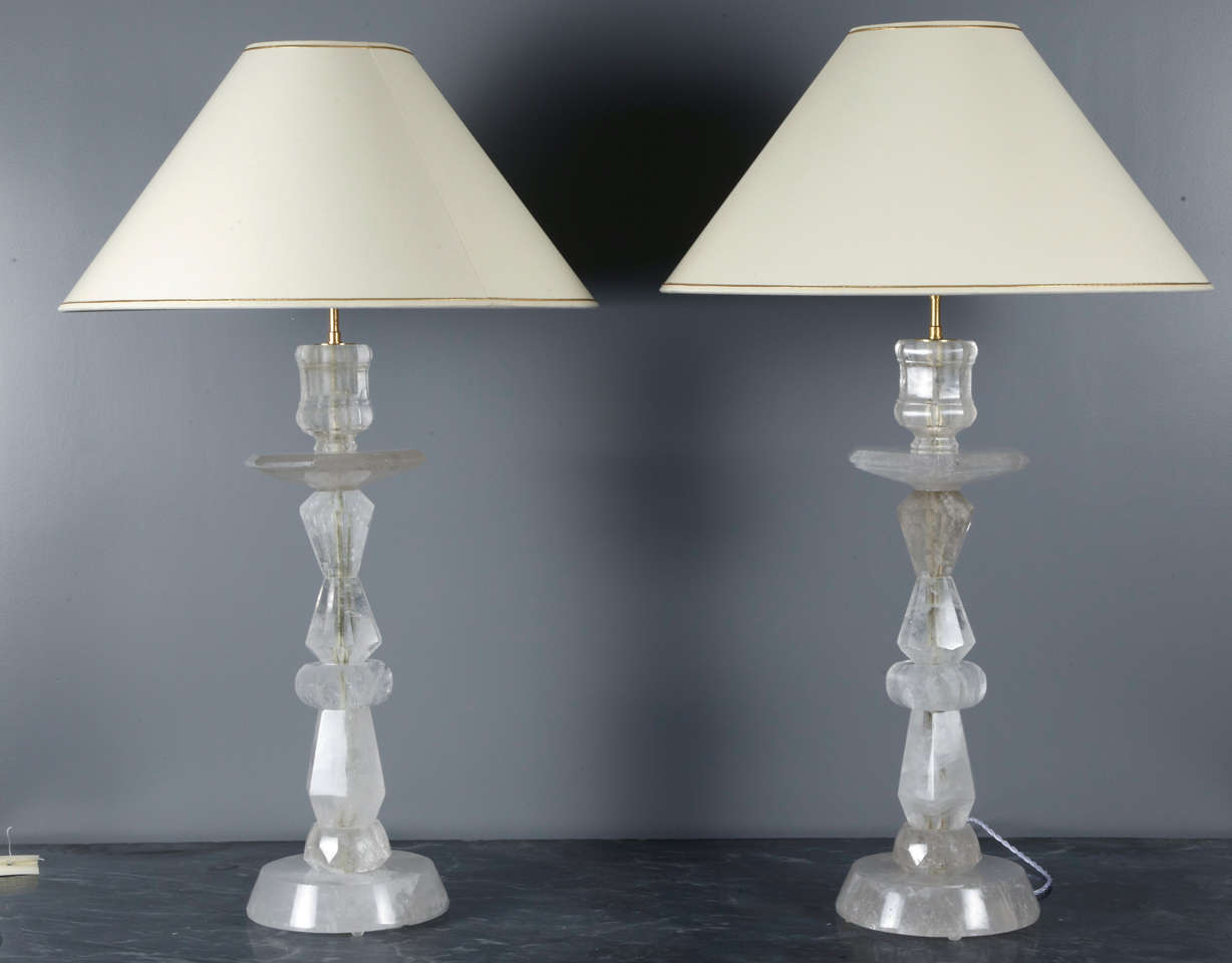 gorgeous pair of rock crystal lamps