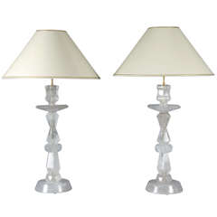 gorgeous pair of rock crystal lamps