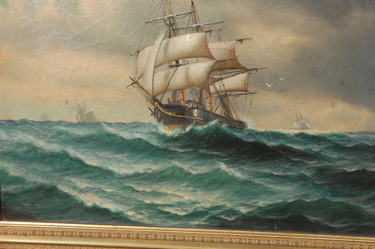 oil painting ship at sea
