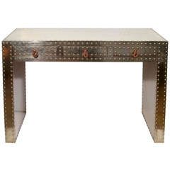 Retro Indian Pressed Metal Studded Console or Desk