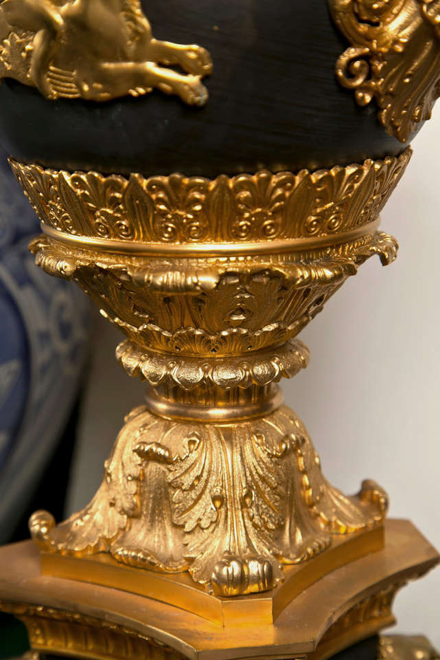 Pair Empire Style 7 Light Gilded Bronze Candleabra For Sale 1