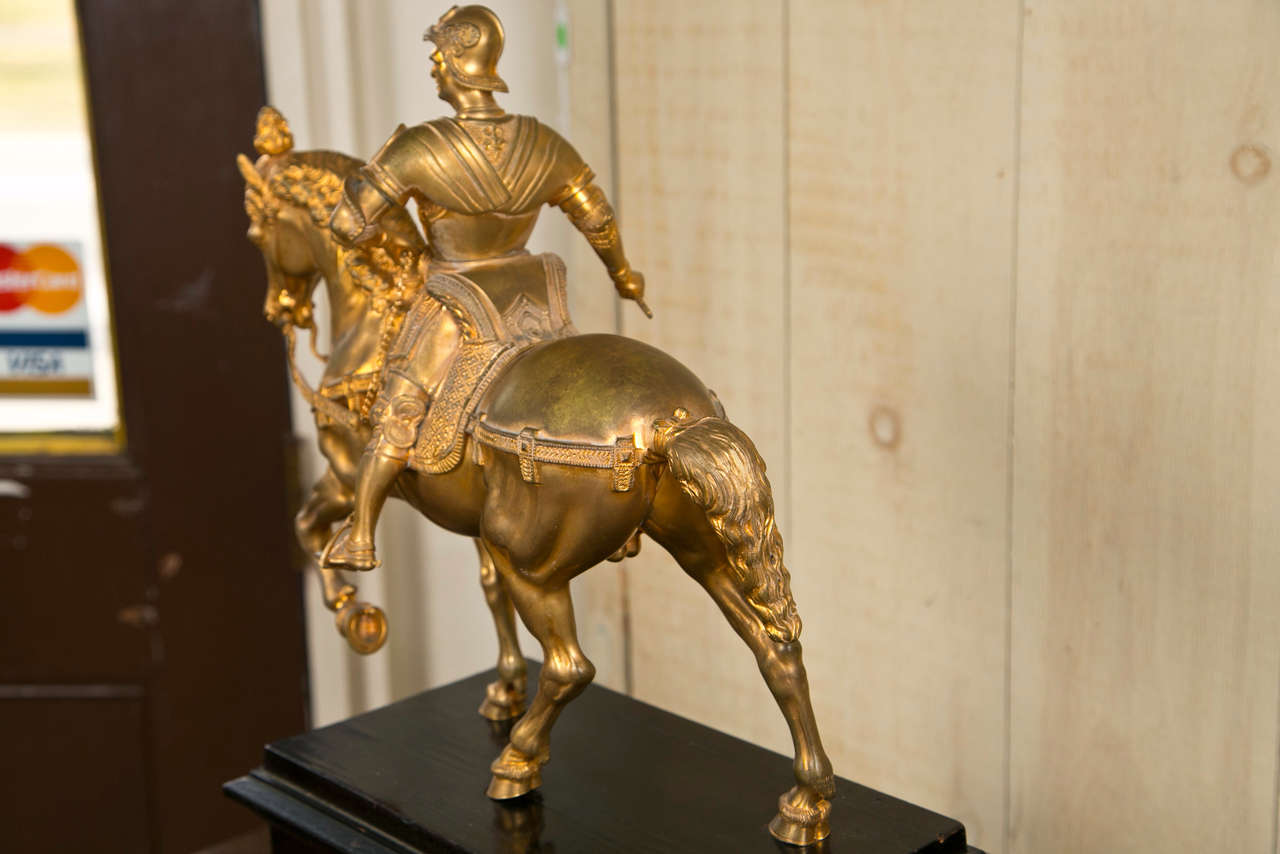 Gilt Bronze Statue of Bartolommeo Colleoni In Good Condition In Woodbury, CT