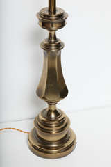 Mid-20th Century Pair of Stiffel Turned Brass Candlestick Table Lamps
