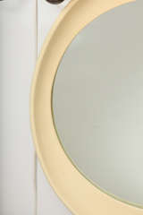 American 1970s Bone White Resin Oval Mirror For Sale