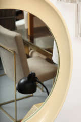 Late 20th Century 1970s Bone White Resin Oval Mirror For Sale