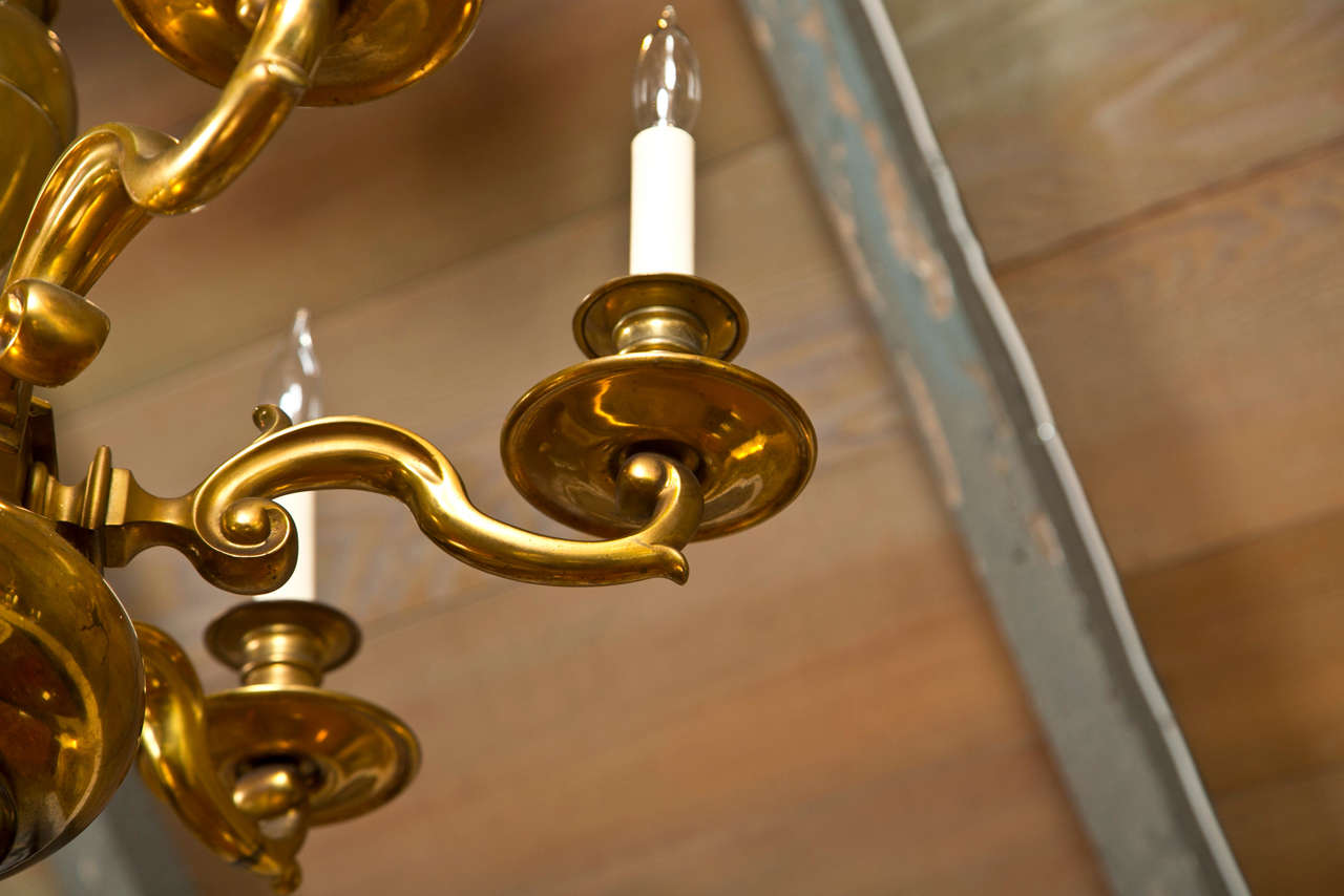 English Brass, Six-Light Chandelier For Sale 2