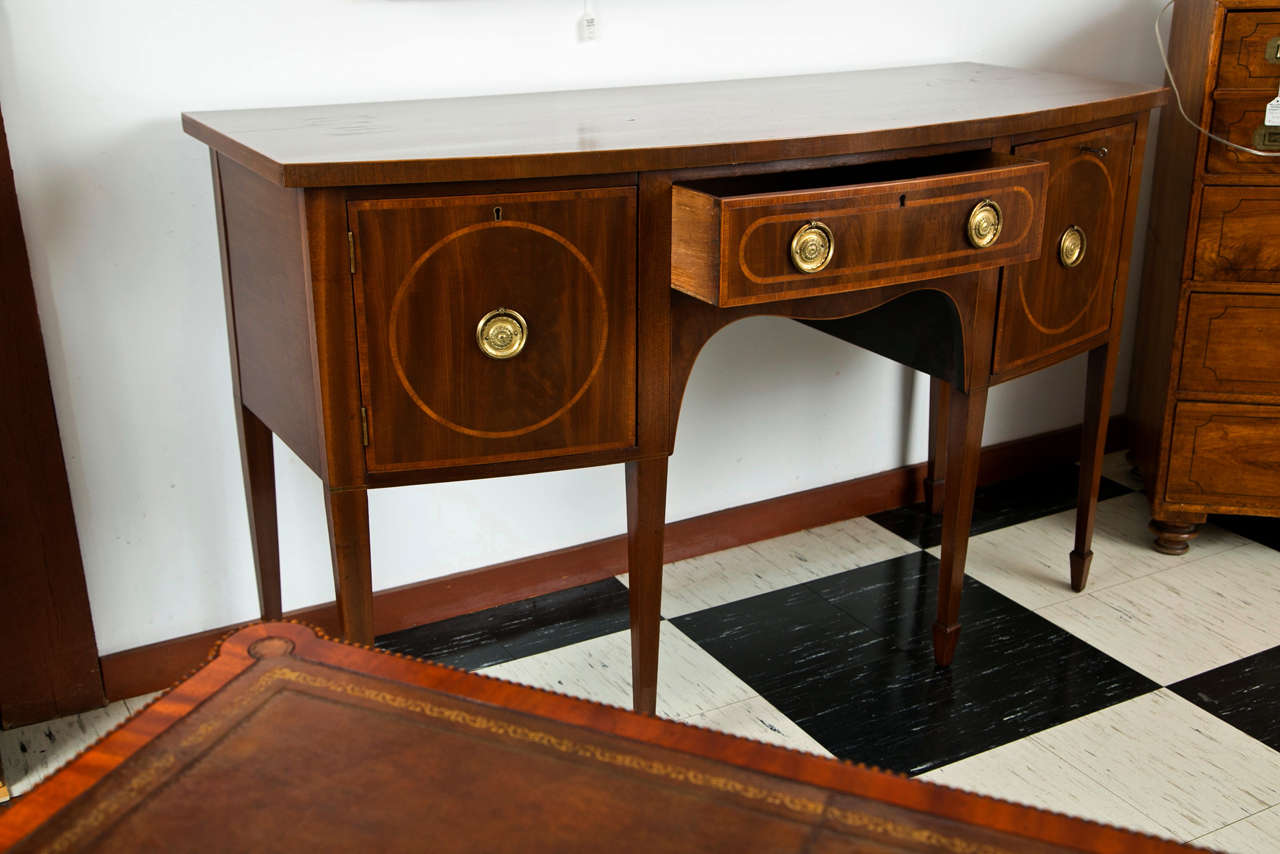 Regency Small English Bow Front Sideboard For Sale