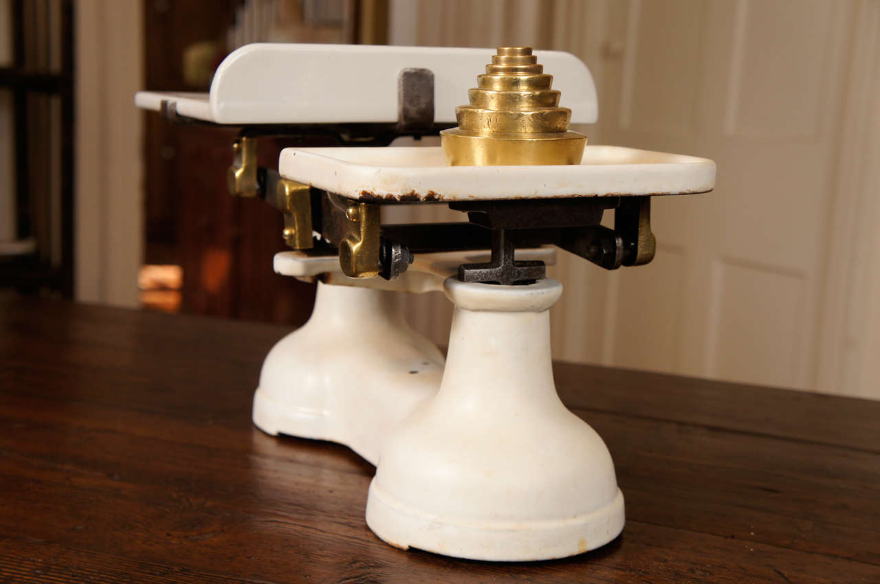 We, at Painted Porch, collect scales. we must have sold over 100 in the last few years. these are terrific pieces for a center piece of a table or to display in a kitchen. Putting a plant on this piece is one of our favorite ideas. This particular