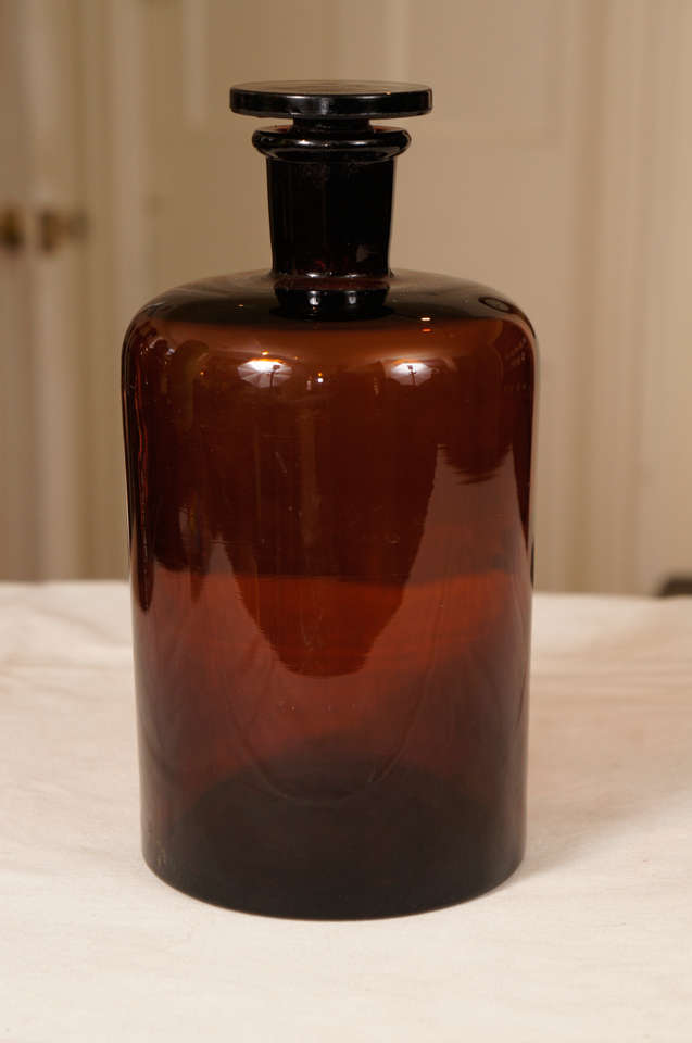 Glass Amber Apothecary Jars from France