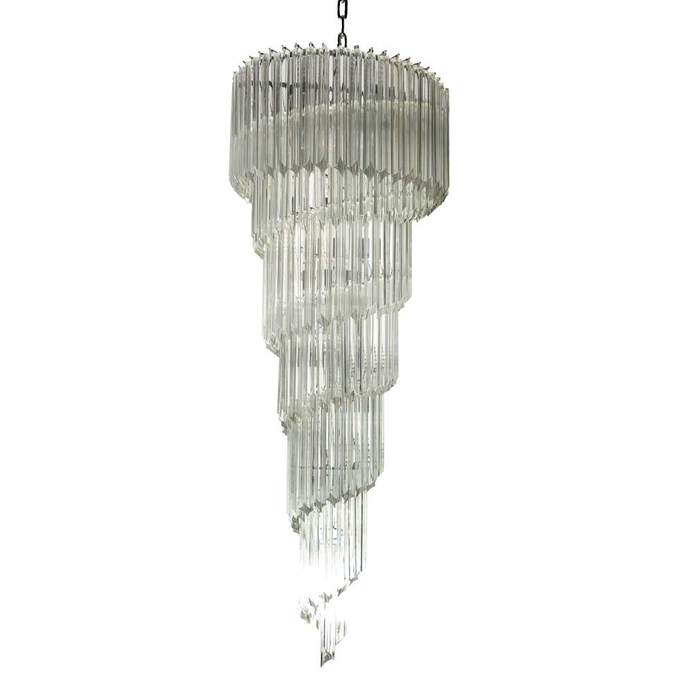 Dazzling Venini Crystal Spiral Chandelier