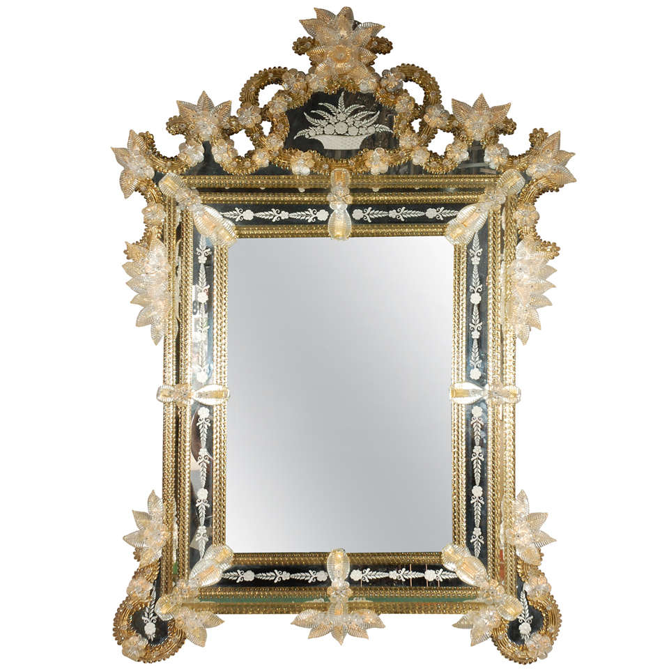 Breathtaking Reversed Etched Mirror at 1stDibs