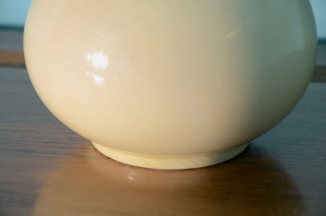 Aesthetic Movement Pair of Cream High-glaze Burmantofts Vases, English, c 1880 For Sale