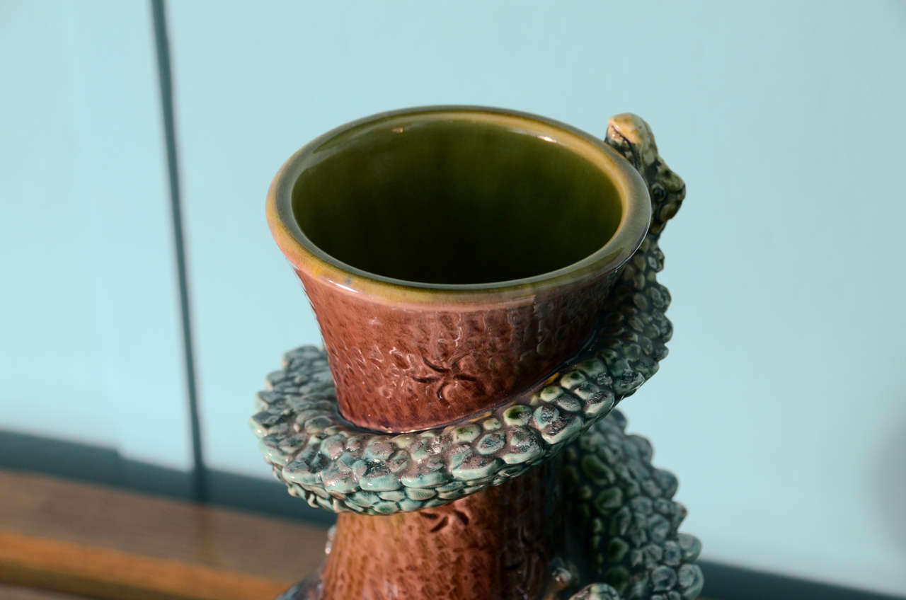 Burmantofts:  English Aesthetic Movement Vase with Applied Lizard For Sale 1