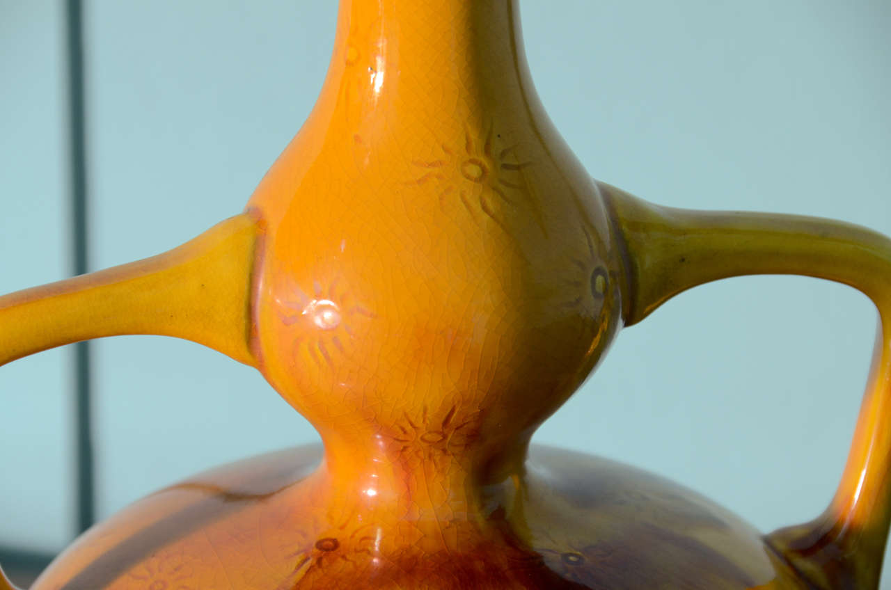 Aesthetic Movement Burmantofts Yellow Glaze Vase, English 19th Century For Sale