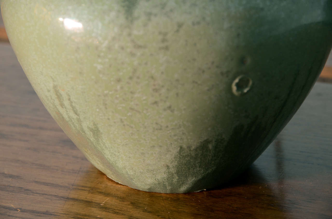 American Fulper Green-glazed Pottery Lamp, Early 20th Century