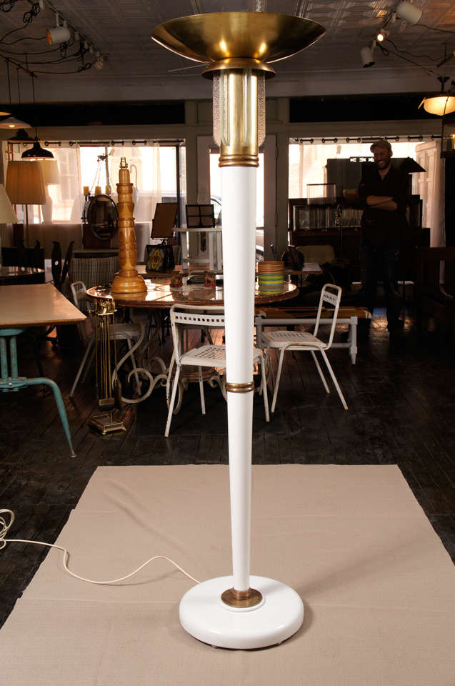 Formal Torchiere, with wood and brass turnings.