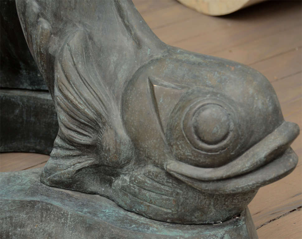 Patenaed Iron Base Dolphin Table In Excellent Condition In Bridgehampton, NY