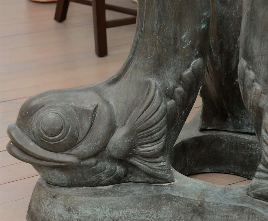 Mid-20th Century Patenaed Iron Base Dolphin Table