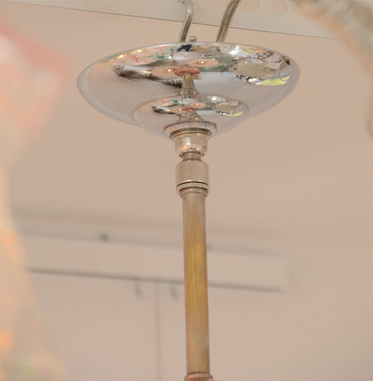 Murano Two-Light Chandelier with Copper Accents & Conical Frosted Glass Globes 2