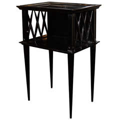 Single side table in black lacquer, French