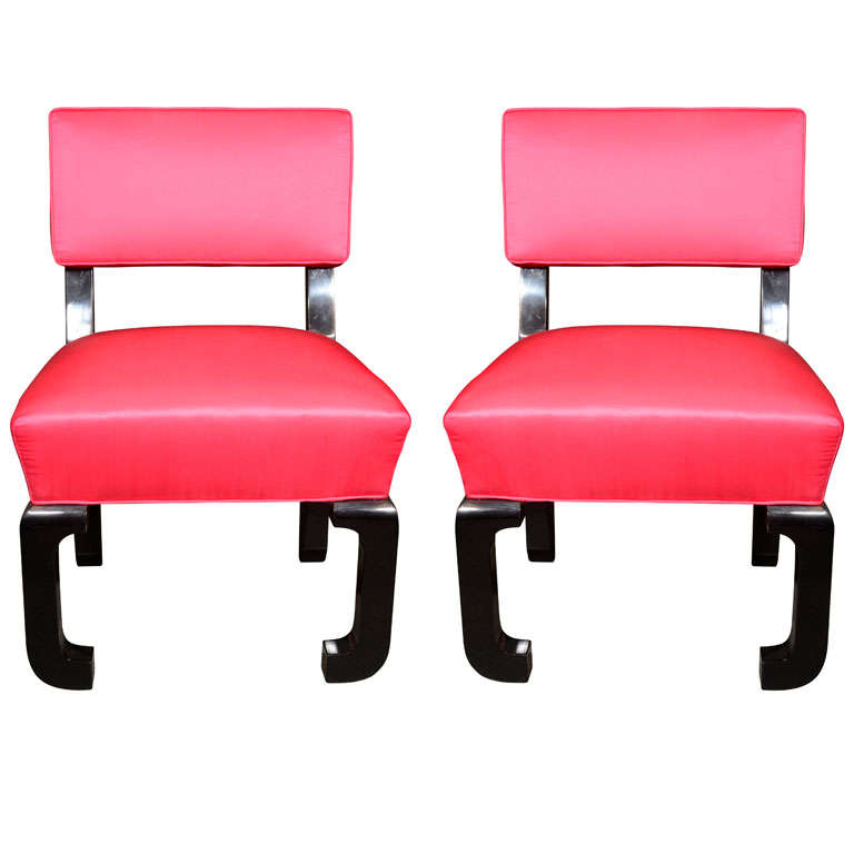Pair of Chinese Modern occasional chairs by James Mont