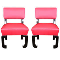 Pair of Chinese Modern occasional chairs by James Mont
