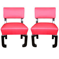 Pair of Chinese Modern occasional chairs by James Mont