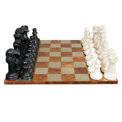 Oversize Complete Chess Set with Paul Evans Inspired Board 1960s