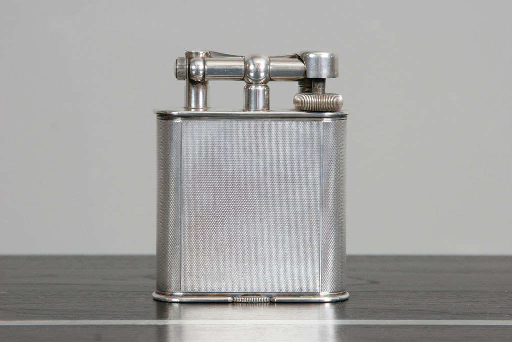 English Silver Plated Giant Table Lighter by Dunhill 1930s For Sale