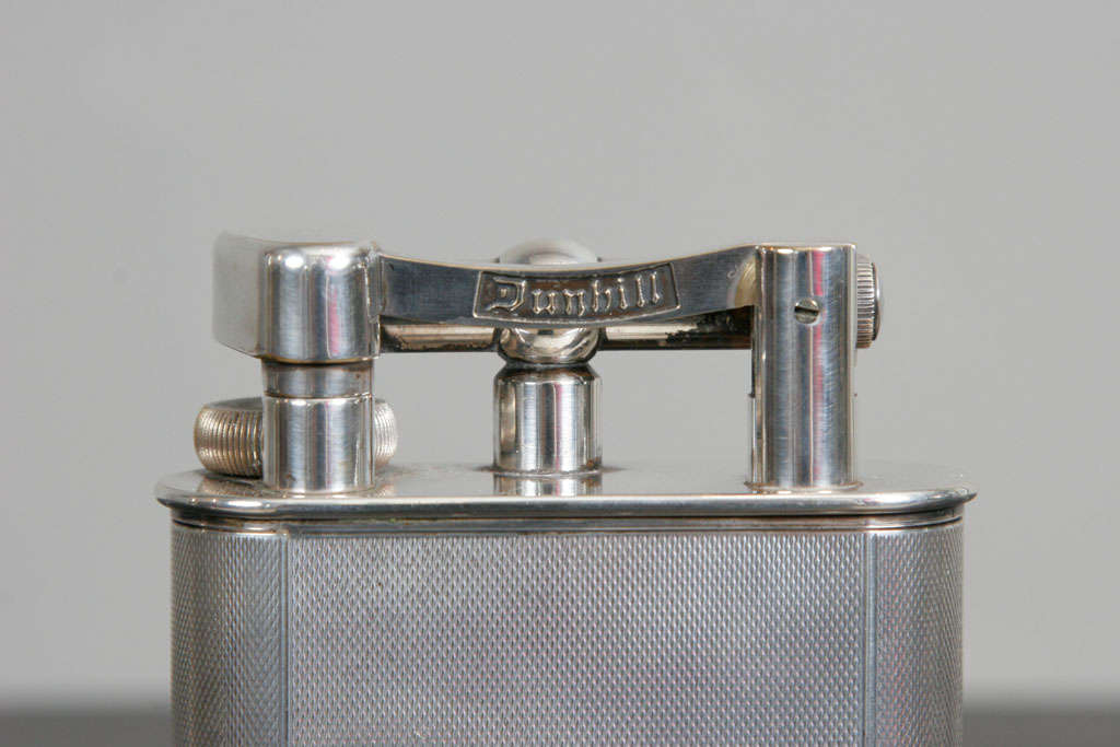 Silver Plated Giant Table Lighter by Dunhill 1930s For Sale 1