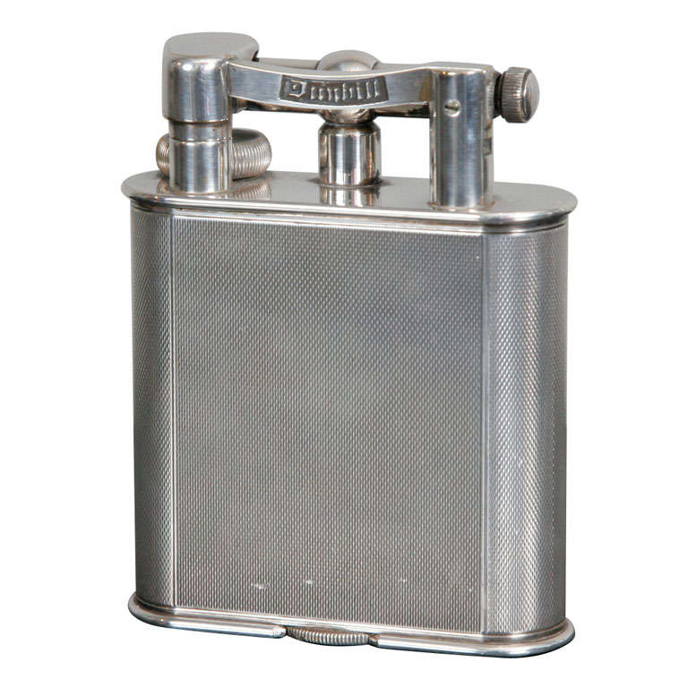 Silver Plated Giant Table Lighter by Dunhill 1930s For Sale
