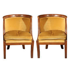 Antique Pair of Italian Barrel Chairs