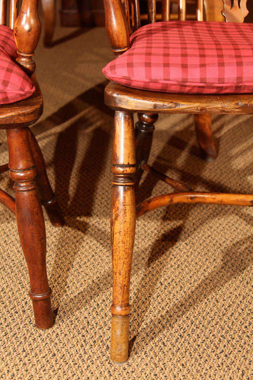 Matched Pair of English Yew Wood Windsor Armchairs 2