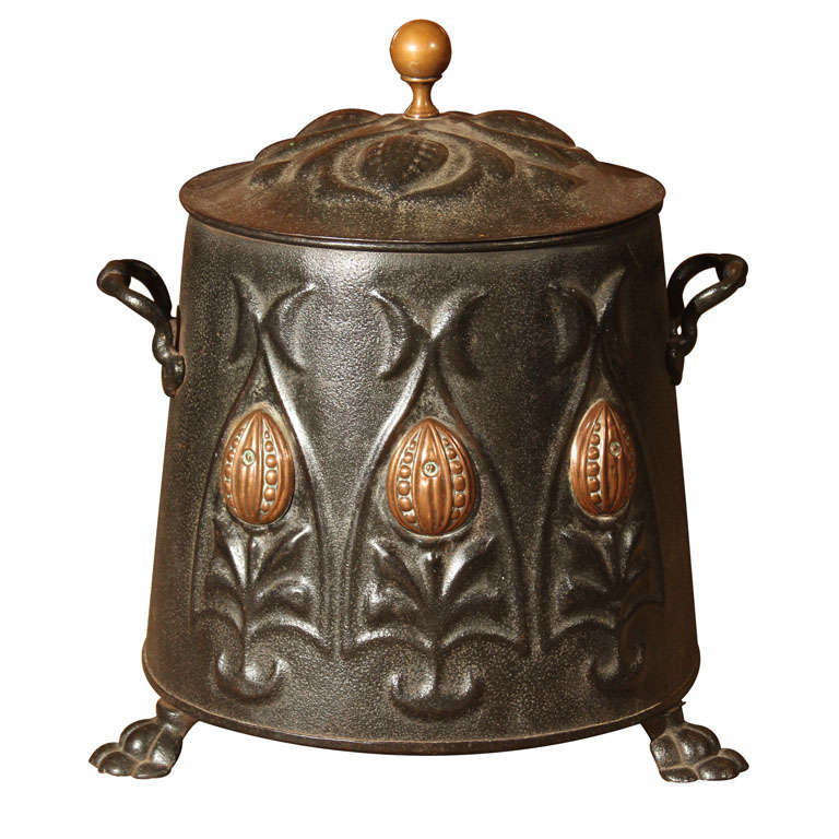 English Steel and Brass Coal Scuttle